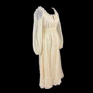 Lee Jordan New York Dress Size 8 Ivory Gauze Vintage 1970s Prairie Cottagecore
